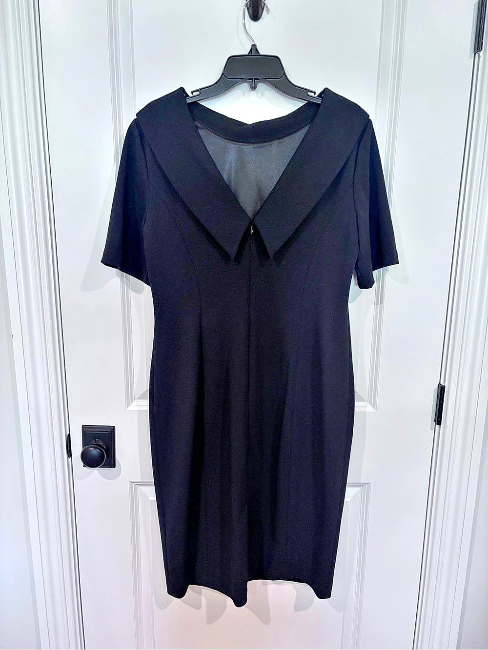 Adrianna Papell Black Collared Midi Dress Size 12 Like New